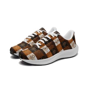 White and Brown Plaid Athletic Sneakers